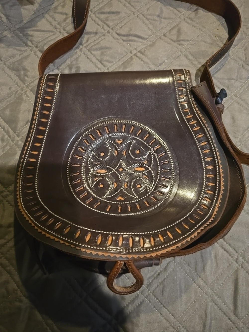 Brown Leather Crossbody Saddle Bag